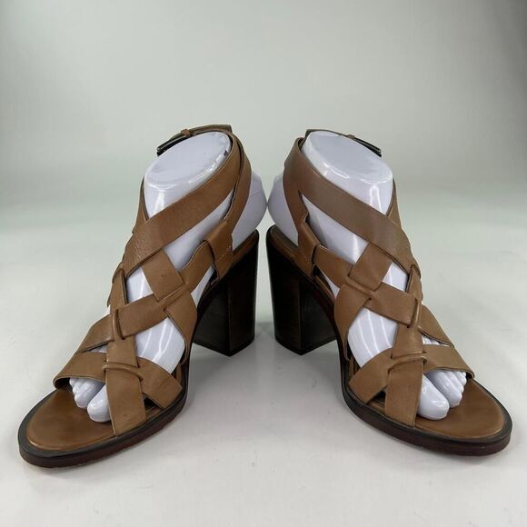 ASH Women's Block-Heel Strappy Sandals US 7 Brown Leather Ankle Booties - Picture 7 of 10